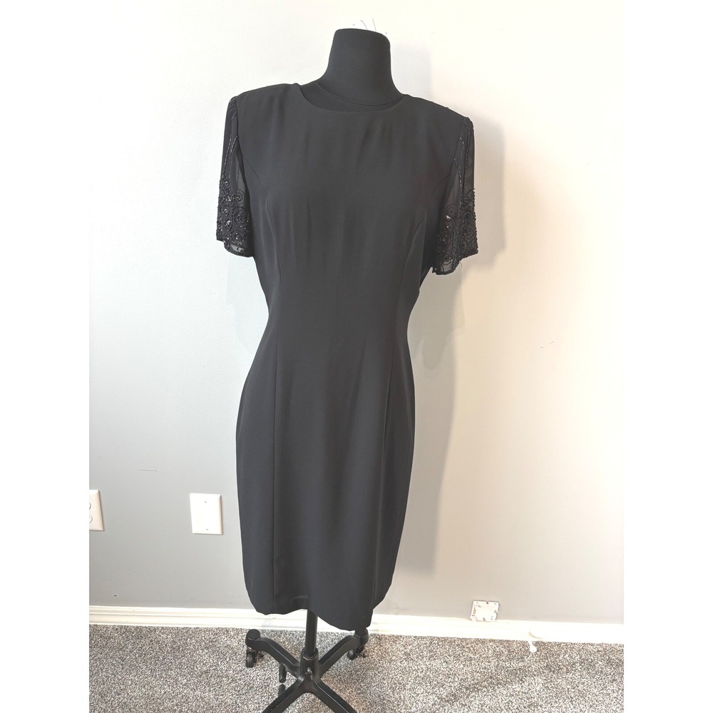 Vintage Beaded Cocktail Dress Elegant Party Dress Little Black Dress Size M